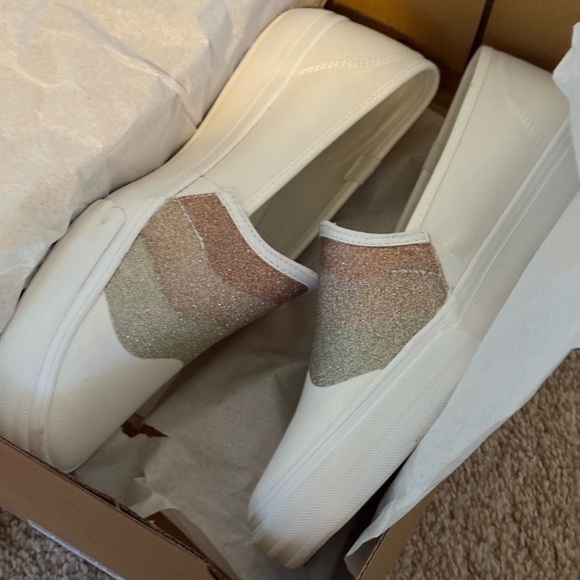 Keds Women's White Glitter Wave Slip-On Sneakers - Picture 2 of 5